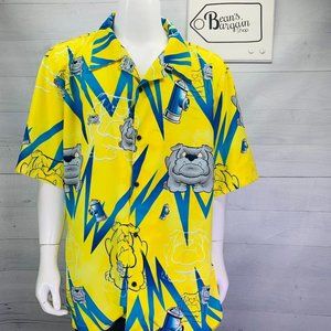 ❣️4.99 SHIP❣️K.A.D Clothing Co Shirt Yellow Bulldog Print Short Sleeve Sizes XXL